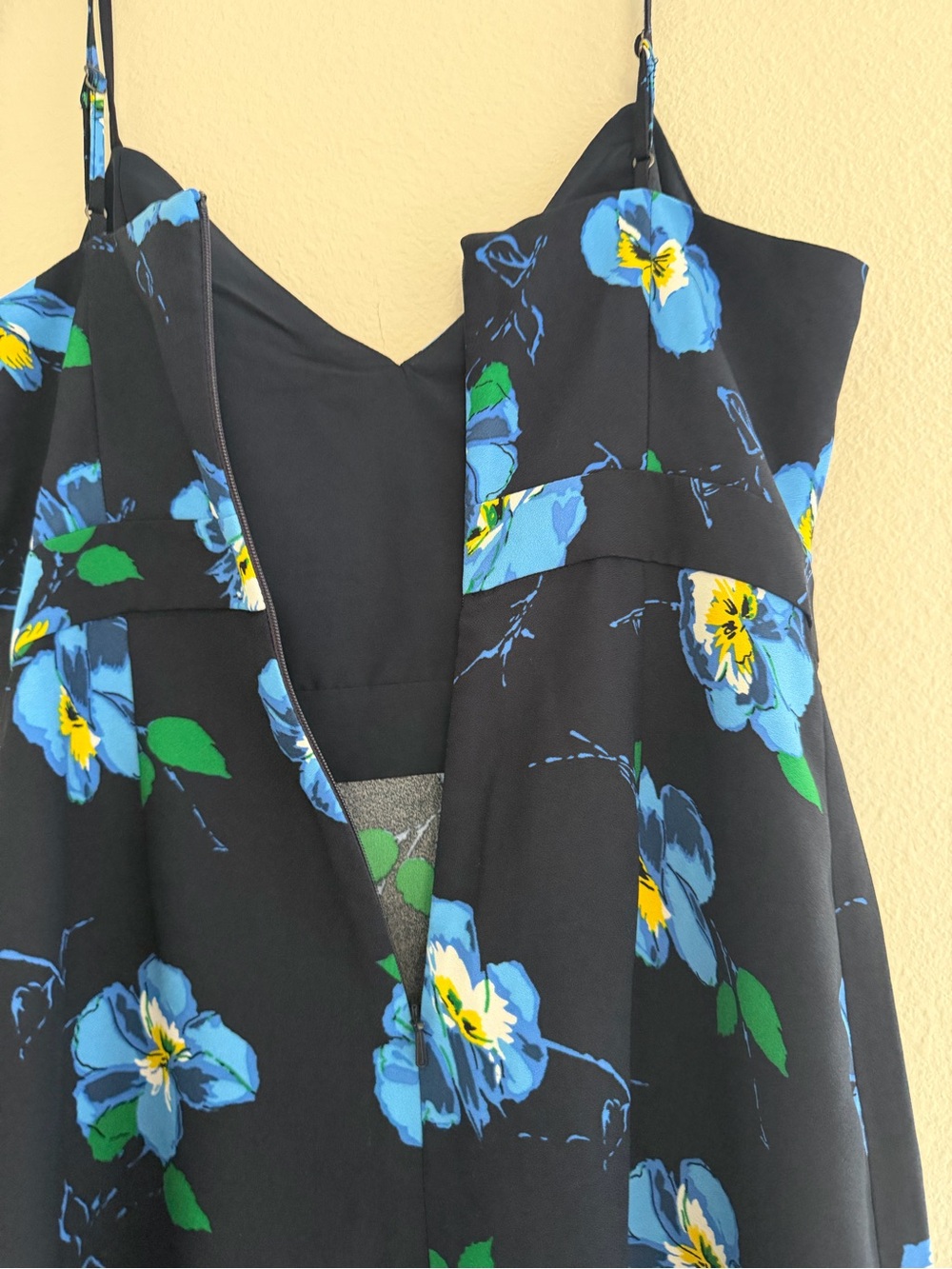 2000s y2k core Banana Republic Blue Floral Slip dress low ruffle 2 - Picture 8 of 9